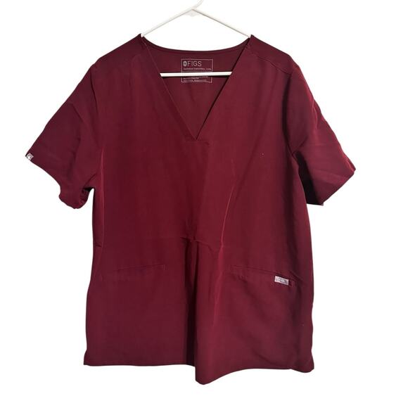 Figs Tops - FIGS Casma Three Pocket Scrub Top Women's Size XXL Burgundy